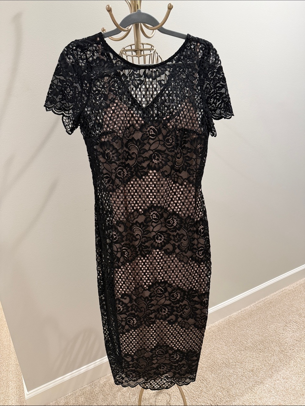 Donna Ricco Black Lace Midi Sheath Dress